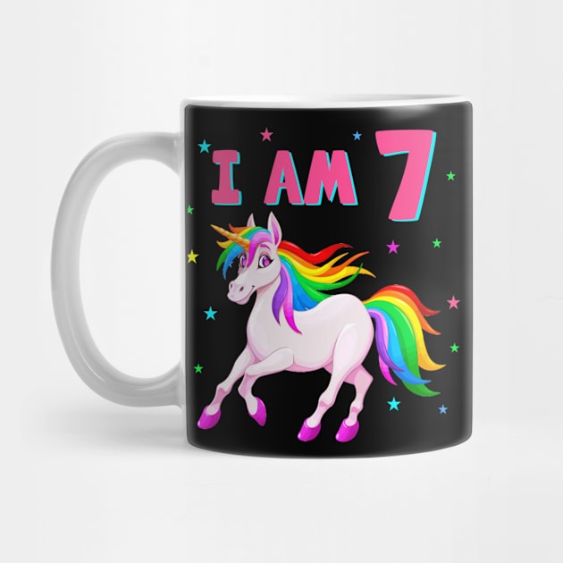 I Am 7 Unicorn Birthday by Creative Design